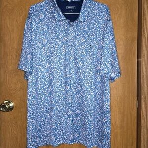 Crown and Ivy blue with pink and white flowers polo size XL